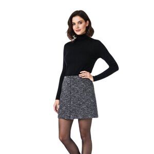 NWT Banana Republic Grey Tweed Mini Skirt Lined Pockets Size 14 Career